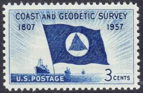 USA Michel 0710 / Scott 1088 postfrisch EINZELMARKE (a2) - 150 Jahre Küsten- und Landvermessung; Flagge und Schiffe des Küstenvermessungsdienstes 