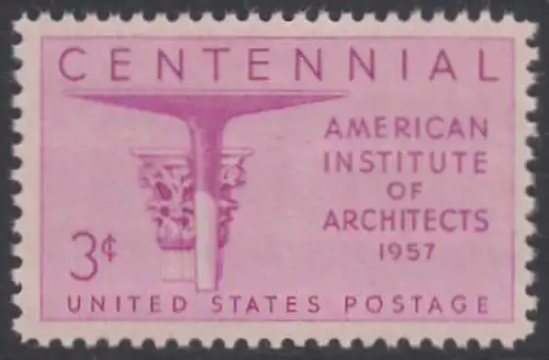 USA Michel 0711 / Scott 1089 postfrisch EINZELMARKE (a2) - 100 Jahre Amerikanisches Institut der Architekten: Korinthisches und modernes Kapitell