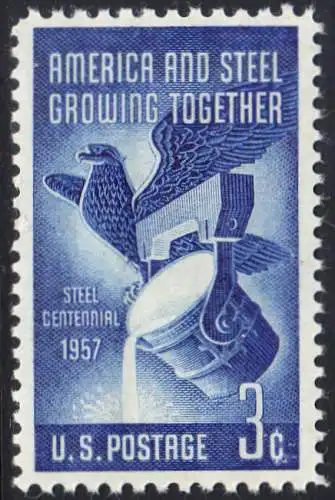 USA Michel 0712 / Scott 1090 postfrisch EINZELMARKE (a3)  - 100 Jahre Stahlindustrie: Amerikanischer Adler, Schmelztiegel 