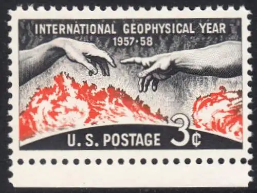 USA Michel 0727 / Scott 1107 postfrisch EINZELMARKE RAND unten - Internationales Geophysikalisches Jahr 1957/1958