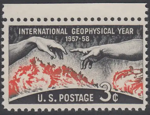 USA Michel 0727 / Scott 1107 postfrisch EINZELMARKE RAND oben (a2) - Internationales Geophysikalisches Jahr 1957/1958