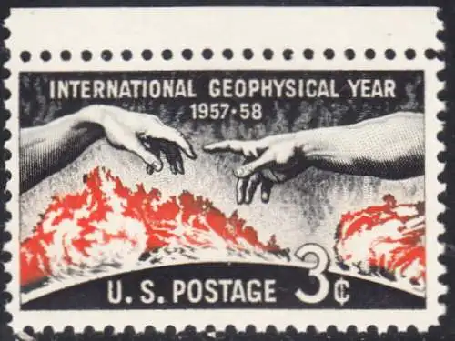USA Michel 0727 / Scott 1107 postfrisch EINZELMARKE RAND oben (a3) - Internationales Geophysikalisches Jahr 1957/1958