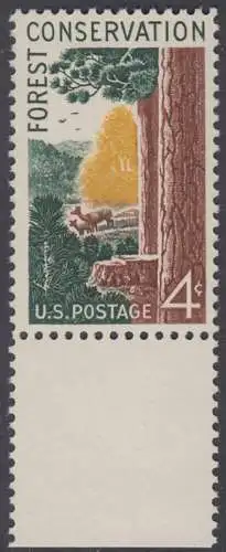 USA Michel 0741 / Scott 1122 postfrisch EINZELMARKE RAND unten (a2) - Erhaltung des Waldes, 100. Geburtstag von Theodore Roosevelt