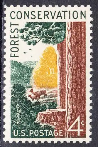 USA Michel 0741 / Scott 1122 postfrisch EINZELMARK (a1) - Erhaltung des Waldes, 100. Geburtstag von Theodore Roosevelt