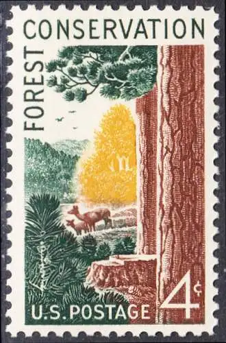 USA Michel 0741 / Scott 1122 postfrisch EINZELMARK (a2) - Erhaltung des Waldes, 100. Geburtstag von Theodore Roosevelt