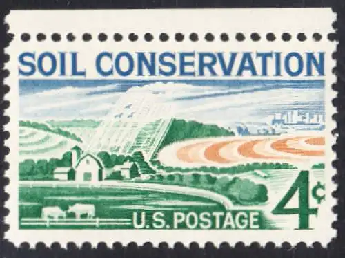 USA Michel 0758 / Scott 1133 postfrisch EINZELMARKE RAND oben (a2) - Erhaltung des Agrarlandes, Farm