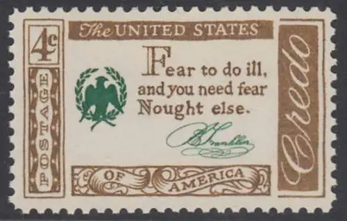 USA Michel 0767 / Scott 1140 postfrisch EINZELMARKE (a2) - Amerikanisches Credo mit Aussprüchen berühmter Amerikaner (Benjamin Franklin)