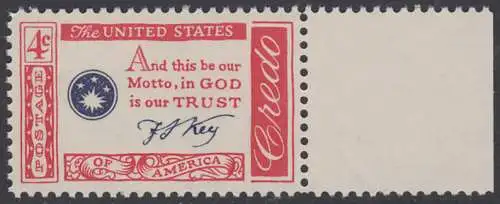 USA Michel 0769 / Scott 1142 postfrisch EINZELMARKE RAND rechts (a2) - Amerikanisches Credo mit Aussprüchen berühmter Amerikaner (Francis Scott Key)