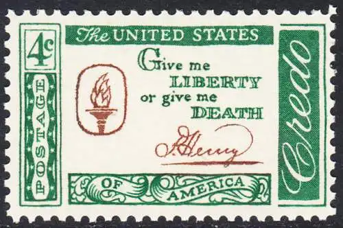 USA Michel 0771 / Scott 1144 postfrisch EINZELMARKE (a2) - Amerikanisches Credo mit Aussprüchen berühmter Amerikaner (Patrick Henry)