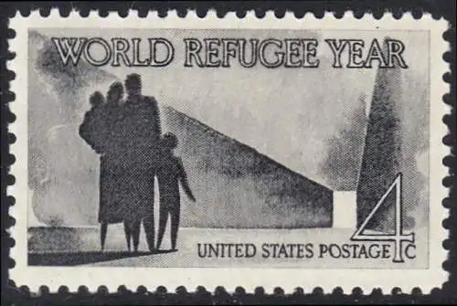 USA Michel 0776 / Scott 1149 postfrisch EINZELMARKE (a2 - Weltflüchtlingsjahr 1959/1960: Familie, aus dem Dunkel ins Licht schreitend