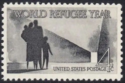 USA Michel 0776 / Scott 1149 postfrisch EINZELMARKE (a3) - Weltflüchtlingsjahr 1959/1960: Familie, aus dem Dunkel ins Licht schreitend