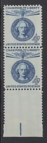 USA Michel 0789 / Scott 1159 postfrisch vert.PAAR RAND unten (a2) - Freiheitskämpfer: Ignacy Jan Paderewski: poln. Politiker, Pianist und Komponist 