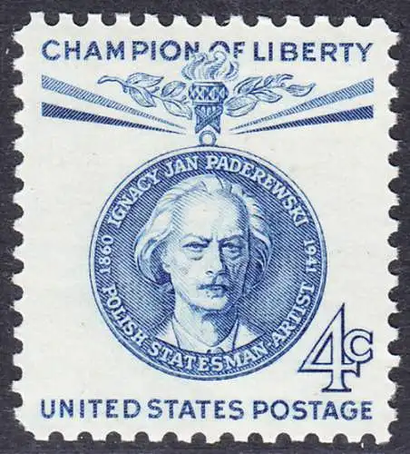 USA Michel 0789 / Scott 1159 postfrisch EINZELMARKE (a2) - Freiheitskämpfer: Ignacy Jan Paderewski: poln. Politiker, Pianist und Komponist 