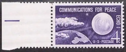USA Michel 0803 / Scott 1173 postfrisch EINZELMARKE RAND links - Echo I - Nachrichtenverbindungen für den Frieden