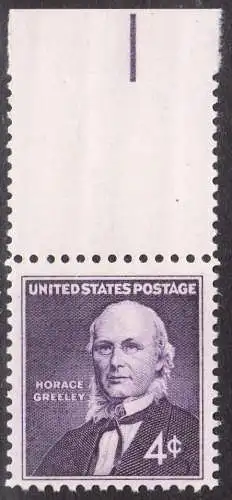 USA Michel 0807 / Scott 1177 postfrisch EINZELMARKE RAND oben - 150. Geburtstag von Horace Greeley, Verleger und Publizist