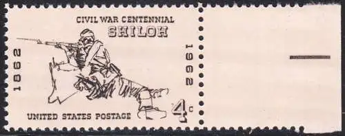 USA Michel 0824 / Scott 1179 postfrisch EINZELMARKE RAND rechts (a2) - 100 Jahrestag des Bürgerkrieges: Schlacht von Shiloh