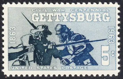 USA Michel 0843 / Scott 1180 postfrisch EINZELAMRKE (a2) - Schlacht von Gettysburg, PA; Soldaten der Konföderierten Staaten und der Union