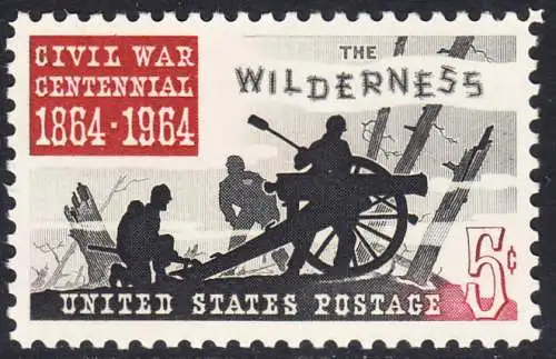 USA Michel 0859 / Scott 1181 postfrisch EINZELMARKE (a2) - Schlacht in der Wildnis; Drei Kanoniere am Geschütz, Baumstümpfe