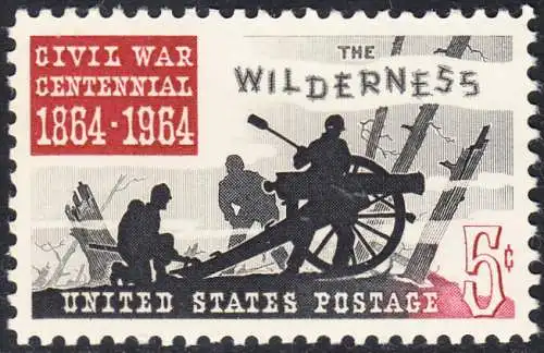 USA Michel 0859 / Scott 1181 postfrisch EINZELMARKE (a3) - Schlacht in der Wildnis; Drei Kanoniere am Geschütz, Baumstümpfe