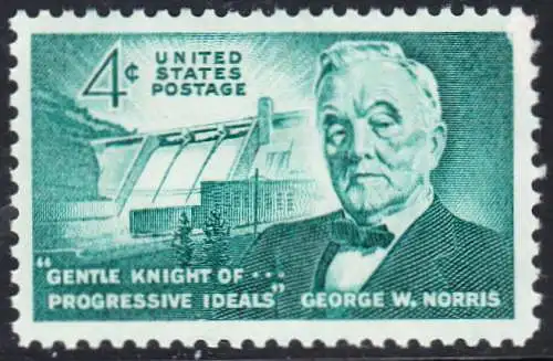 USA Michel 0810 / Scott 1184 postfrisch EINZELMARKE (a2) - 100. Geburtstag von George Norris; Senator; Norrisdamm, TN
