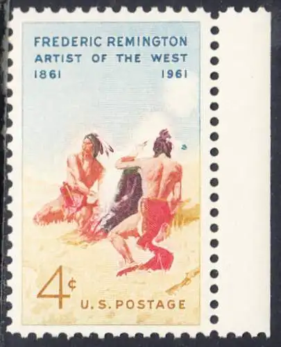 USA Michel 0813 / Scott 1187 postfrisch EINZELMARKE RAND rechts - 100. Geburtstag von Frederic Remington, Maler und Bildhauer