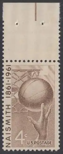 USA Michel 0815 / Scott 1189 postfrisch EINZELMARKE RAND oben (a2) - 100. Geburtstag von James Naismith; Baskeball