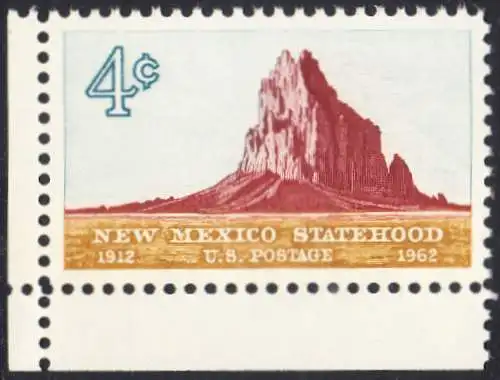 USA Michel 0820 / Scott 1191 postfrisch EINZELMARKE RÄNDER links & unten - 50 Jahre Staat New Mexiko; Felsformation Shiprock