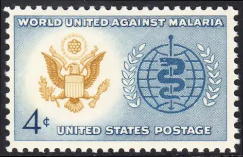 USA Michel 0823 / Scott 1194 postfrisch EINZELMARKE (a3) - Kampf gegen die Malaria; Großes Siegel der USA, WHO-Emblem
