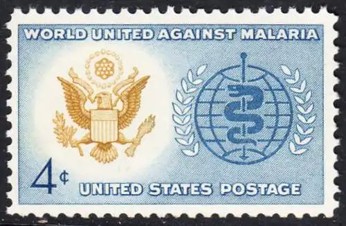 USA Michel 0823 / Scott 1194 postfrisch EINZELMARKE (a4) - Kampf gegen die Malaria; Großes Siegel der USA, WHO-Emblem
