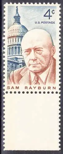 USA Michel 0832 / Scott 1202 postfrisch EINZELMARKE RAND unten - Samuel Talisferro Rayburn, Sprecher des amerikanischen Repräsentantenhauses; Kapitol 