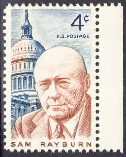 USA Michel 0832 / Scott 1202 postfrisch EINZELMARKE RAND rechts - Samuel Talisferro Rayburn, Sprecher des amerikanischen Repräsentantenhauses; Kapitol 