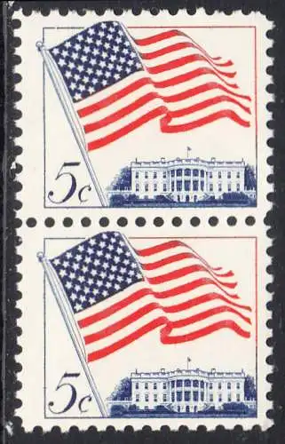 USA Michel 0838 / Scott 1208 postfrisch vert.PAAR (a2) - Flagge und Weißes Haus