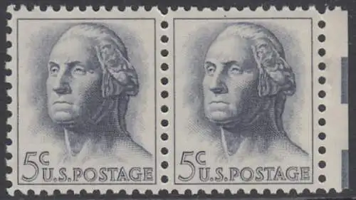 USA Michel 0817 / Scott 1213 postfrisch horiz.PAAR Rand rechts (a2) - Berühmte Amerikaner: George Washington, 1. Präsident