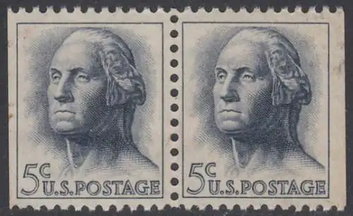 USA Michel 0817x / Scott 1213a postfrisch horiz.PAAR aus MH (links/rechts ungezähnt) RAND oben - Berühmte Amerikaner: George Washington, 1. Präsident