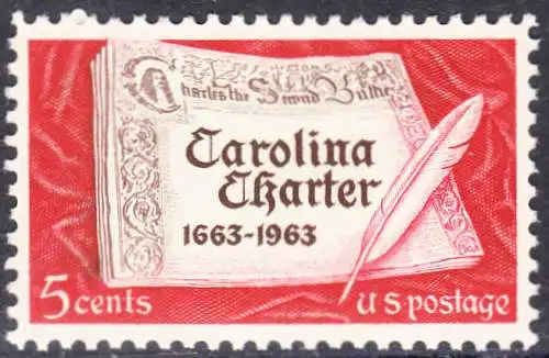 USA Michel 0839 / Scott 1230 postfrisch EINZELMARKE (a3) - 300 Jahre „Carolina Charter“