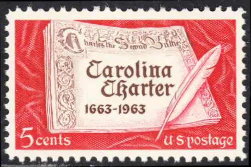 USA Michel 0839 / Scott 1230 postfrisch EINZELMARKE (a4) - 300 Jahre „Carolina Charter“
