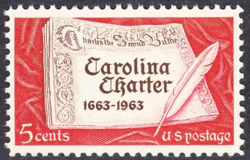 USA Michel 0839 / Scott 1230 postfrisch EINZELMARKE (a5) - 300 Jahre „Carolina Charter“