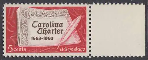 USA Michel 0839 / Scott 1230 postfrisch EINZELMARKE RAND rechts (a2) - 300 Jahre „Carolina Charter“