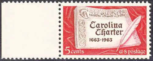 USA Michel 0839 / Scott 1230 postfrisch EINZELMARKE RAND links - 300 Jahre „Carolina Charter“