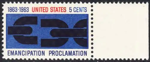 USA Michel 0846 / Scott 1233 postfrisch EINZELMARKE RAND rechts (a2) - 100. Jahrestag der Verkündung der bürgerlichen Gleichstellung durch Abraham Lincoln