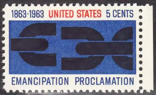 USA Michel 0846 / Scott 1233 postfrisch EINZELMARKE RAND rechts (a3) - 100. Jahrestag der Verkündung der bürgerlichen Gleichstellung durch Abraham Lincoln