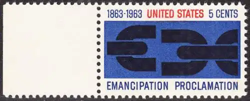 USA Michel 0846 / Scott 1233 postfrisch EINZELMARKE RAND links - 100. Jahrestag der Verkündung der bürgerlichen Gleichstellung durch Abraham Lincoln
