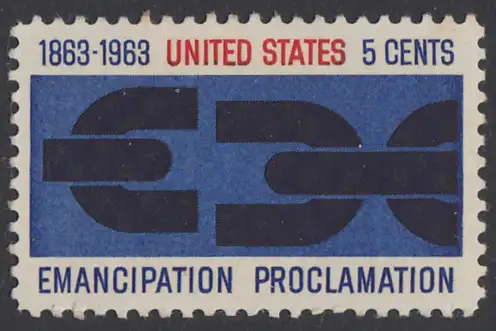 USA Michel 0846 / Scott 1233 (Gumm.beeintr.) EINZELMARKE - 100. Jahrestag der Verkündung der bürgerlichen Gleichstellung durch Abraham Lincoln