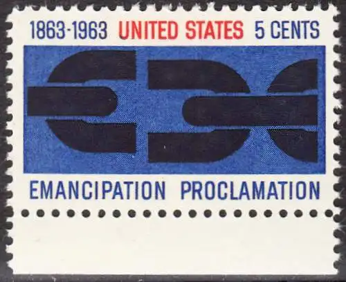 USA Michel 0846 / Scott 1233 postfrisch EINZELMARKE RAND unten - 100. Jahrestag der Verkündung der bürgerlichen Gleichstellung durch Abraham Lincoln