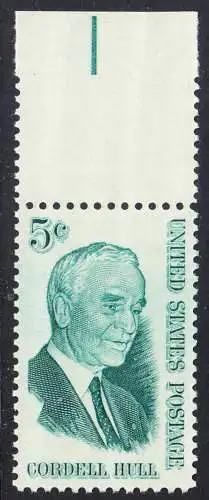 USA Michel 0848 / Scott 1235 postfrisch EINZELMARKE RAND oben (a2) - Cordell Hull, Politiker, Friedensnobelpreis 1945