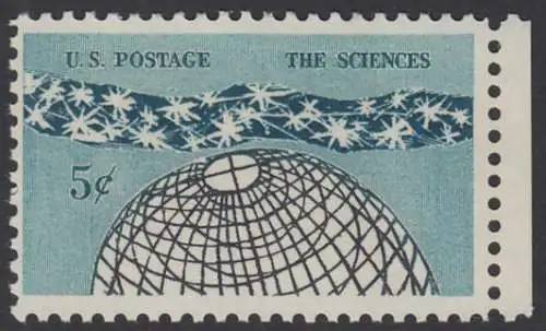 USA Michel 0850 / Scott 1237 postfrisch EINZELMARKE RAND rechts - 100 Jahre Nationalakademie der Wissenschaften; „Das Universum“