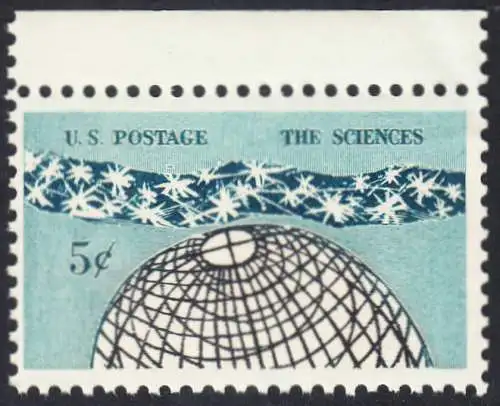 USA Michel 0850 / Scott 1237 postfrisch EINZELMARKE RAND oben - 100 Jahre Nationalakademie der Wissenschaften; „Das Universum“