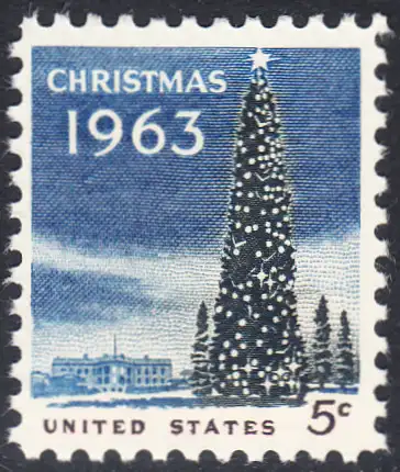 USA Michel 0853 / Scott 1240 postfrisch EINZELMARKE - Weihnachten: Weihnachtsbaum und Weißes Haus