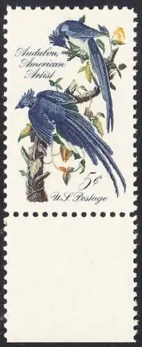 USA Michel 0854 / Scott 1241 postfrisch EINZELMARKE RAND unten (a3) - John James Audubon; Zeichner und Ornithologe