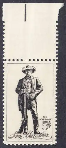 USA Michel 0855 / Scott 1242 postfrisch EINZELMARKE RAND oben (a2) - Sam Houston, Sieger von San Jacinto, Präsident von Texas, US-Senator